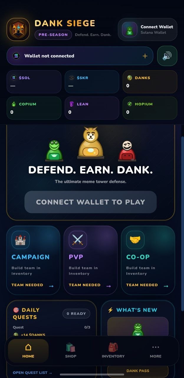 Dank Siege home screen